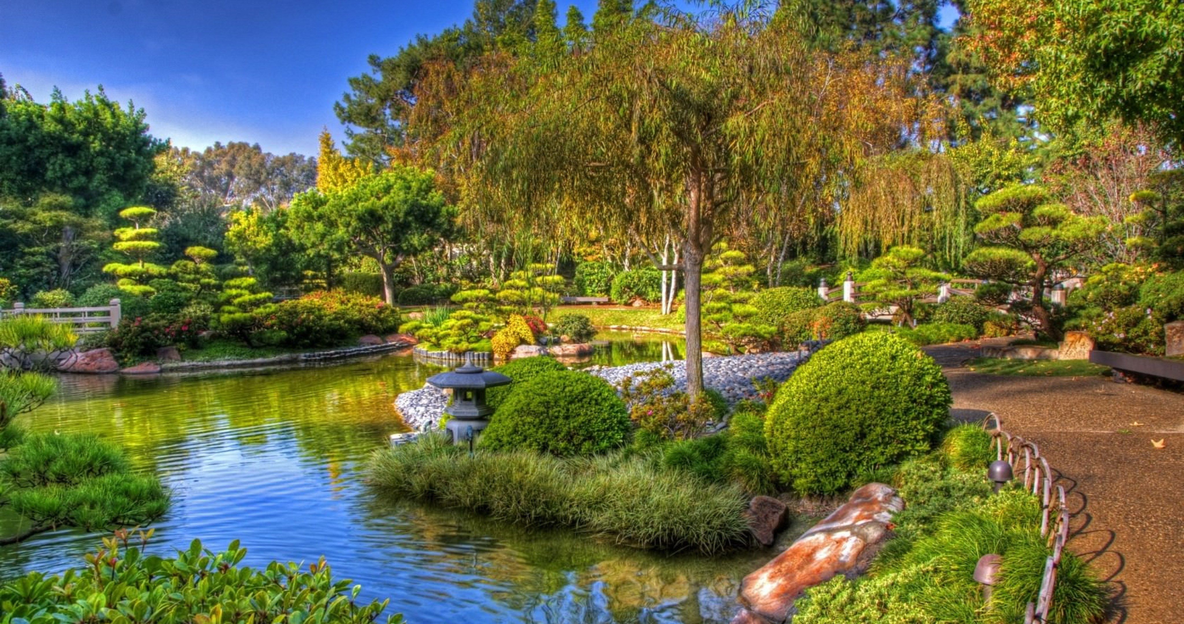 Garden pathway at golden hour